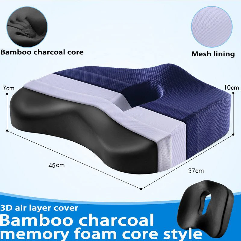 HULIANFU Memory Foam Seat Cushion Orthopedic Pillow Coccyx Office Chair Cushion Car Seat Pillow Wheelchair Massage Vertebrae Seat Pad - Deanwangkt