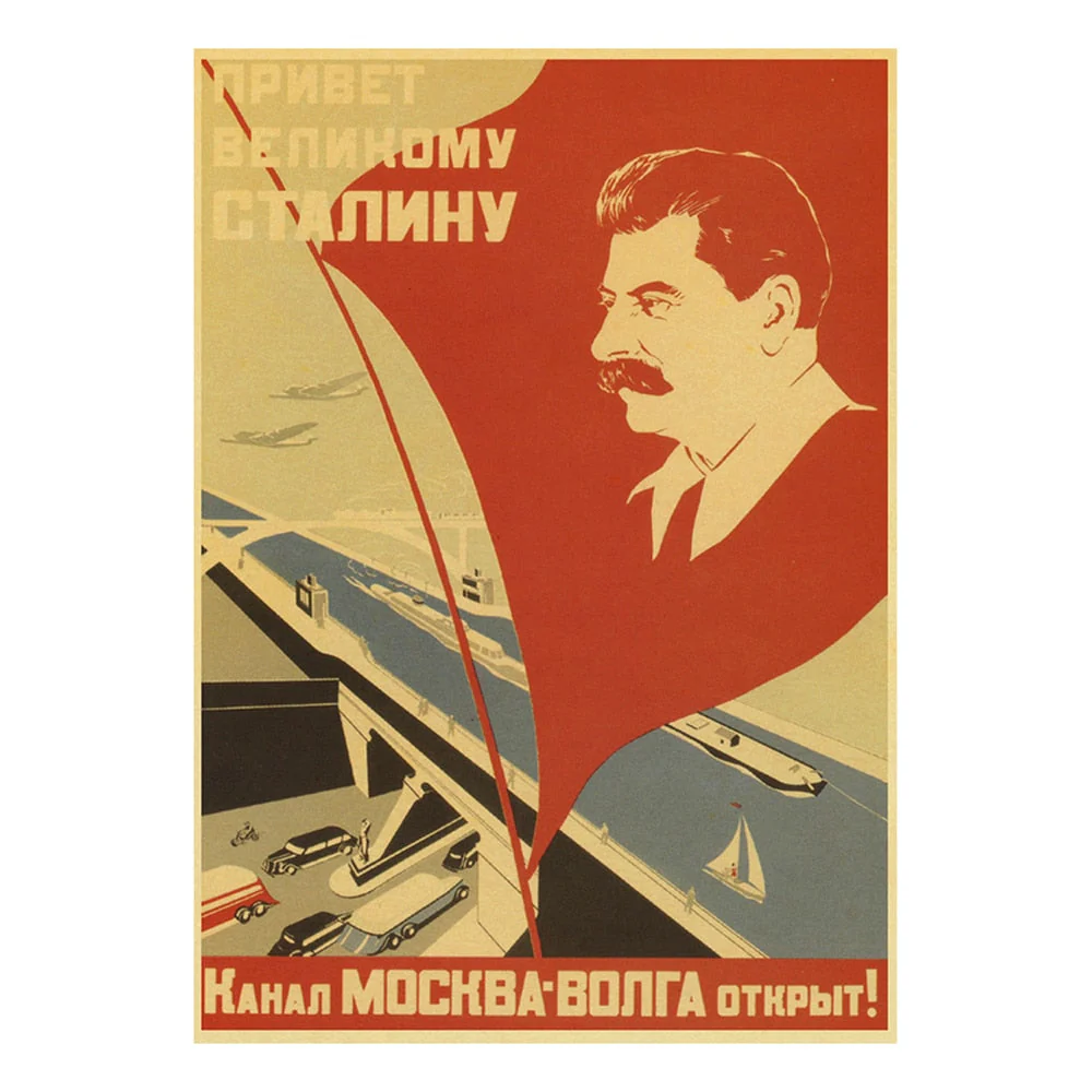 HULIANFU Soviet USSR CCCP Posters Celebrity Stalin Retro Kraft Paper Sticker Vintage Room Home Bar Cafe Decor Aesthetic Art Wall Painting - Deanwangkt