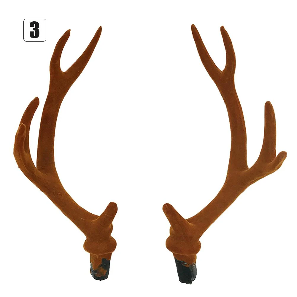 HULIANFU 2026  Christmas Simulation Antlers Headwear Brown Deer Horns Hair Band Headband Goth Halloween Cosplay Accessories Headdress - Deanwangkt