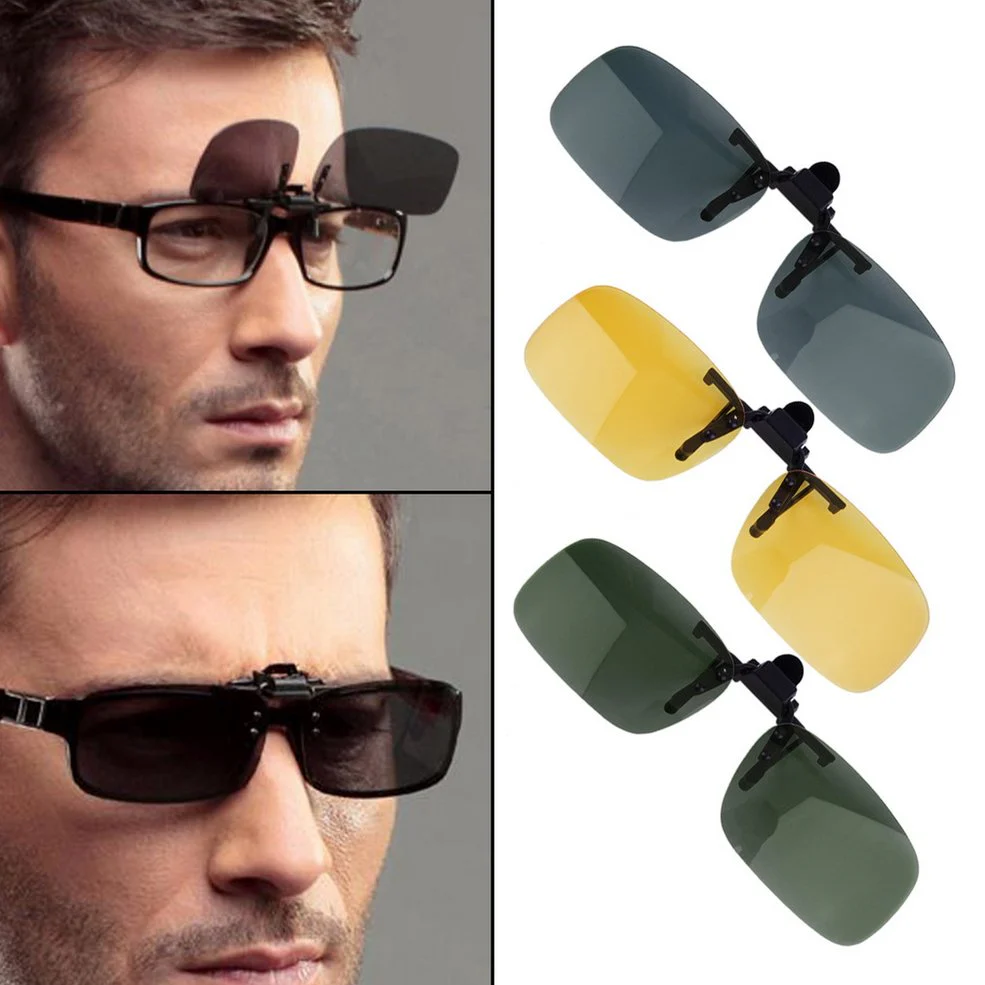 HULIANFU Unisex Clip Polarized Sunglasses Driving Night Vision Clip-on Flip-up Lens Sunglasses Cool Eyewear Clip On Lens Anti-UV 400 - Deanwangkt