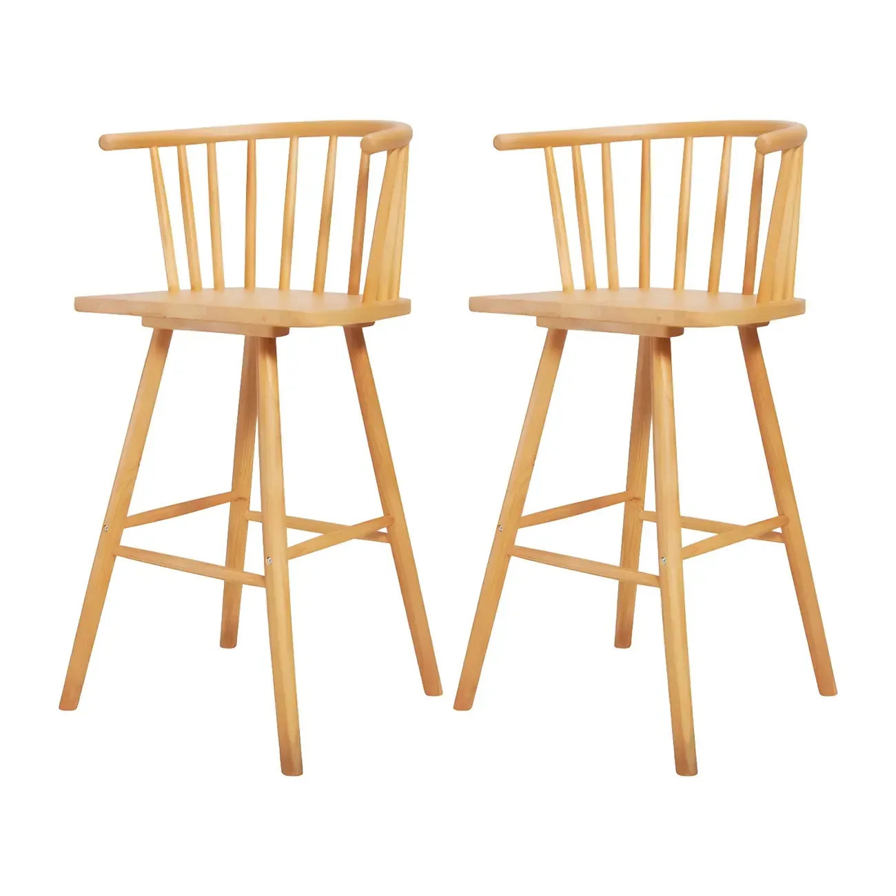 Traditional Wooden Low Back Bar Stool with Cushioned Seat