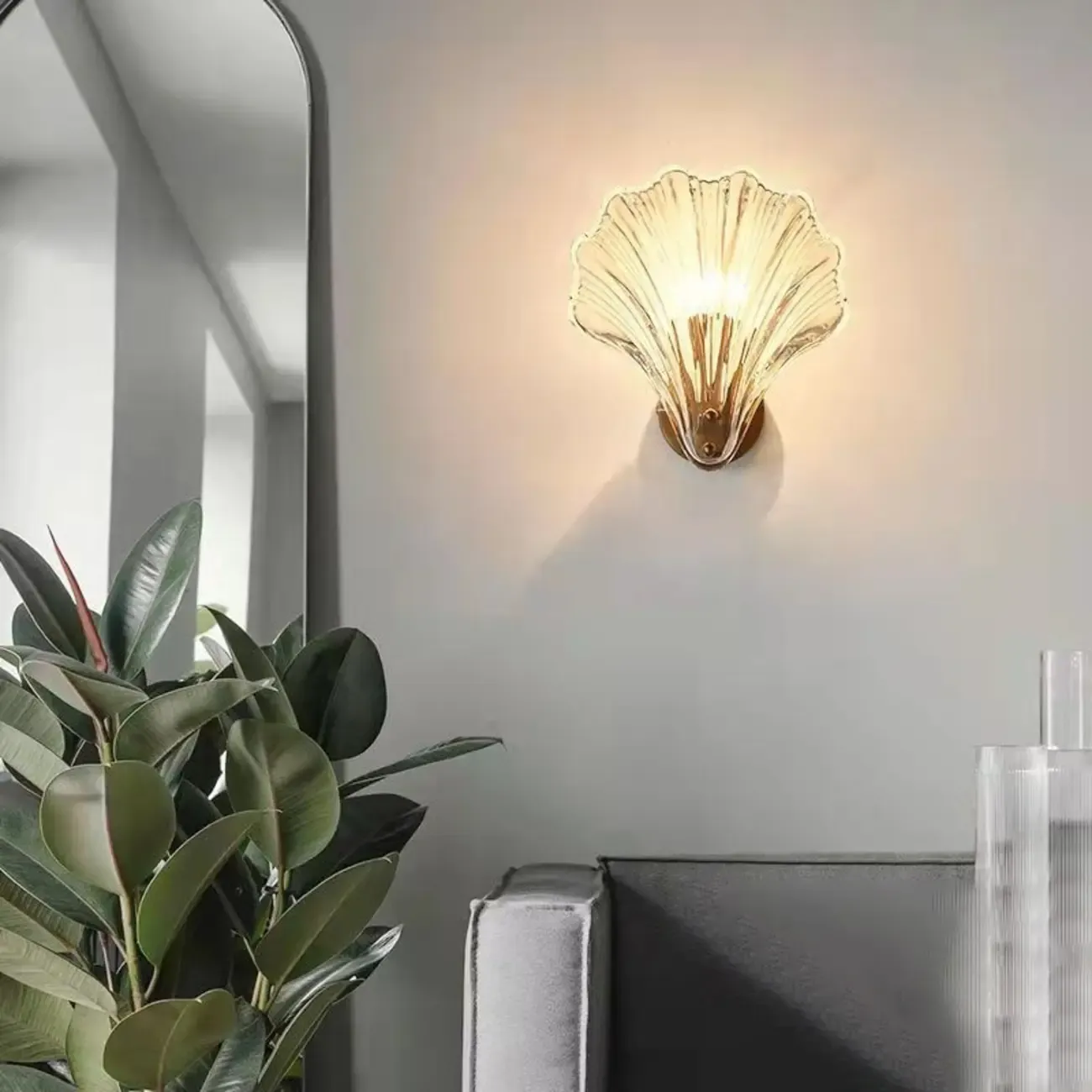 Modern Geometric Metal Vanity Lights with Glass Shell Shade