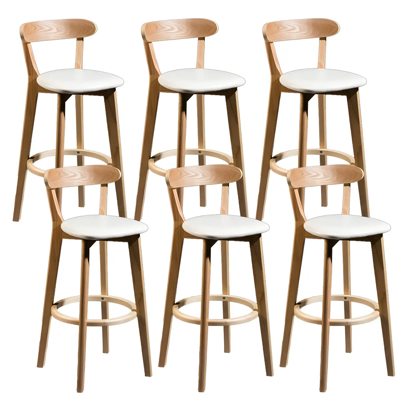 Wooden Upholstered Low Back Bar Height Stools Set of 2