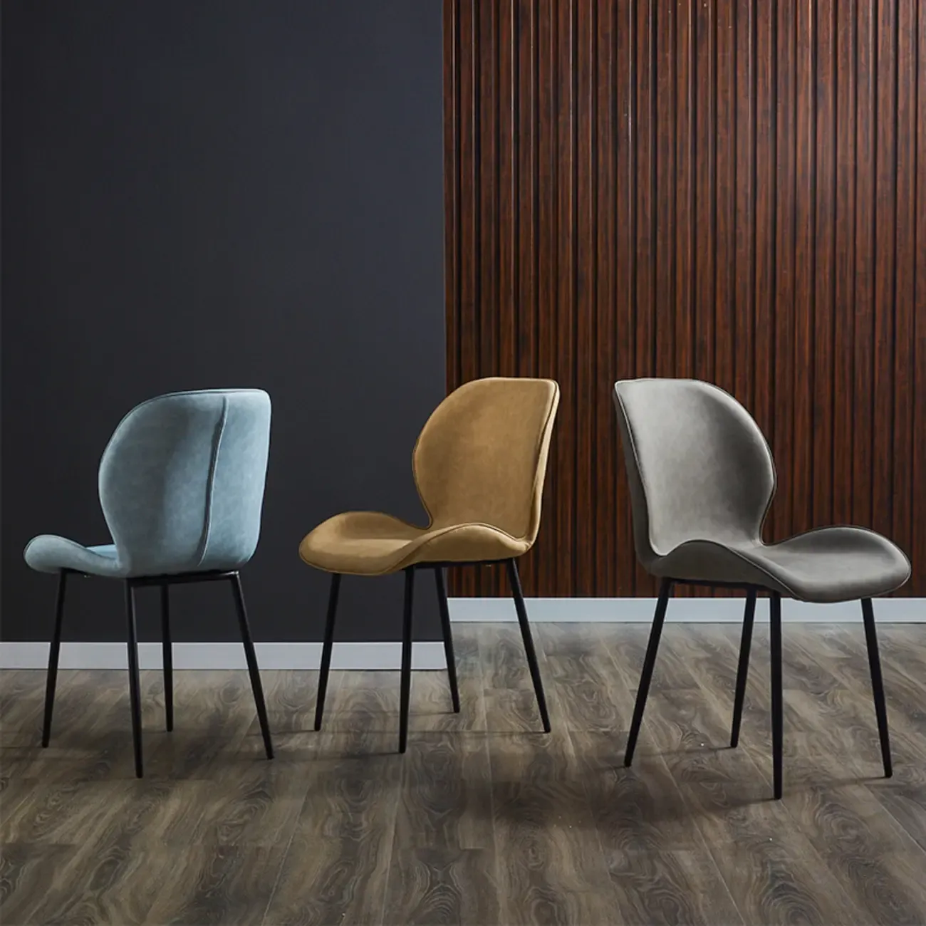 Modern Wingback Faux Leather Upholstered Metal Dining Chair