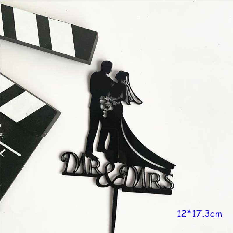 HULIANFU Wedding Cake Topper Acrylic Bride to be Cake Decorations Mariage Anniversary Birthday Party Baking Dessert Cake Top Flag Cupcake - Deanwangkt
