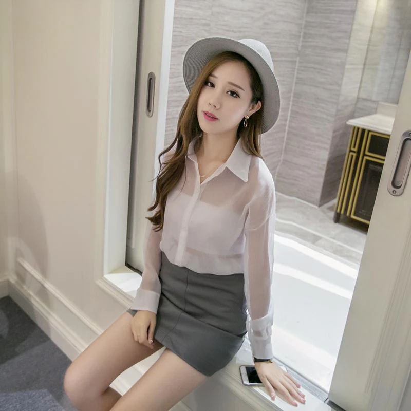 Hulianfu Spring Chiffon Transparent Shirt Women's Long Sleeve See-through Blusas Ropa De Mujer Summer Sun-proof Zipper Coats Jacket - Deanwangkt