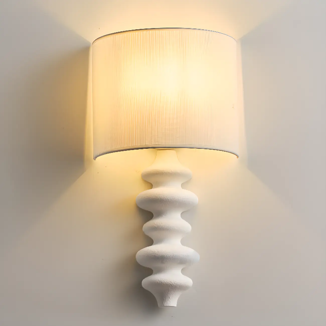 21H Modern Geometric Wooden Wall Sconce with Fabric Shade