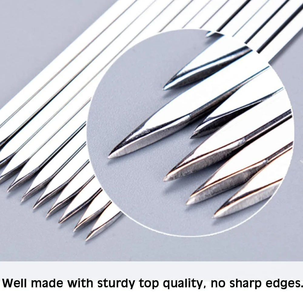 HULIANFU Skewers for Barbecue Reusable Grill Stainless Steel Skewers Shish Kebab BBQ Camping Flat Forks Gadgets Kitchen Accessories Tools - Deanwangkt
