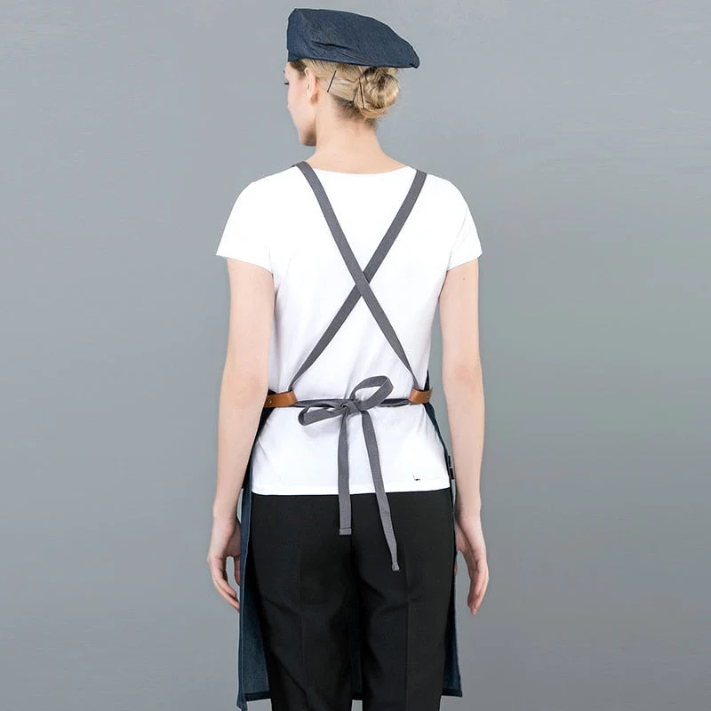 HULIANFU Long Apron Denim Restaurant Hotel Waist Chef Apron Bar Pub Kitchen Waiter Waitress Cook Apron Universal Cooking Hat Caps 56-58cm - Deanwangkt