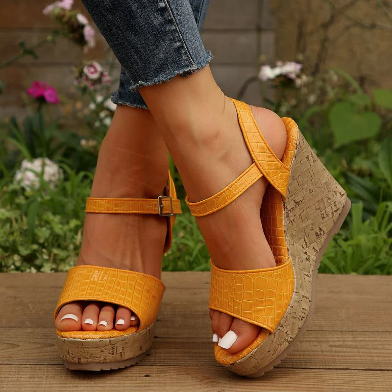 hulianfu Women's Patent Leather Wedge Sandals Ankle Strap Chunky Platform Sandals Women Summer  Thick Sole Non Slip Beach Shoes Woman - Deanwangkt