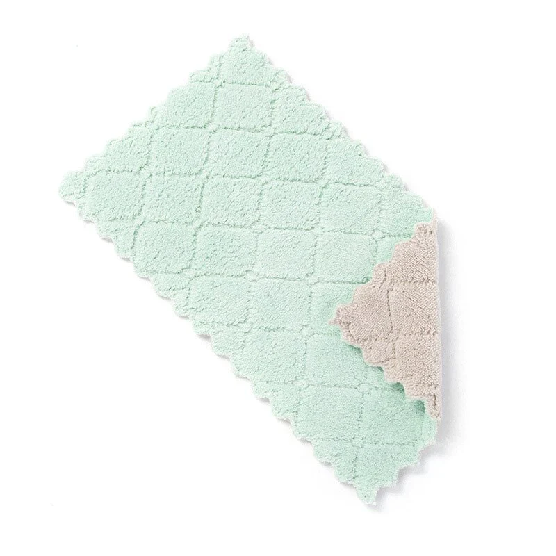 HULIANFU Microfiber Double-Sided Strong Absorbent Soft Scouring Pad Kitchen Cleaning Rag Non-Stick Oil Rag Dry and Wet Rag Kitchen Towel - Deanwangkt