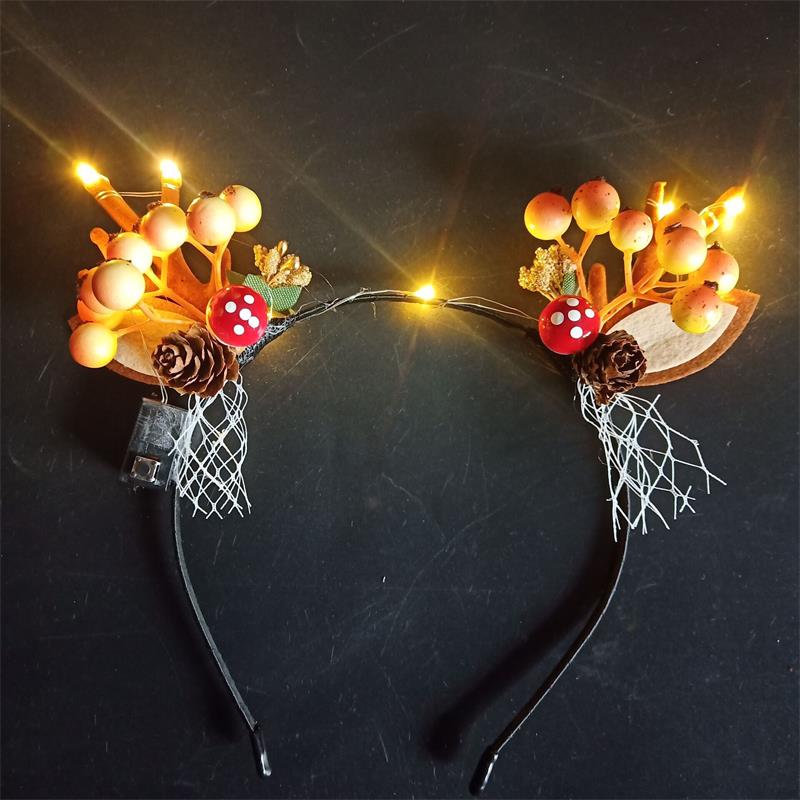 HULIANFU 2026  Luminous Elk Antler Headband Christmas Concert Forest Branch Deer Ear Headgear Hair Accessories Scenic Stage Show Photo Props - Deanwangkt