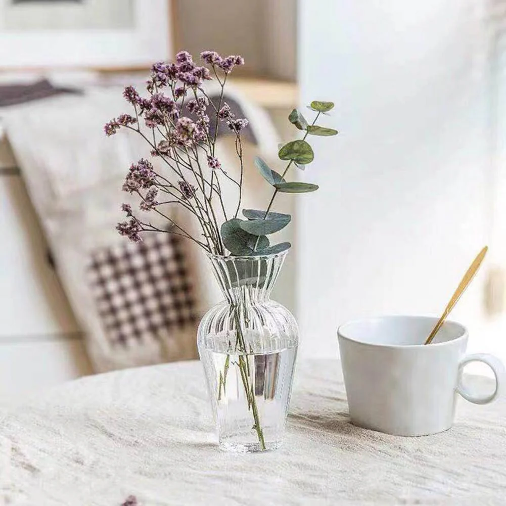 HULIANFU Simple Transparent Glass Small Vase Nordic Decoration Living Room Flower Home Vases For Flowers Aromatherapy Bottle - Deanwangkt