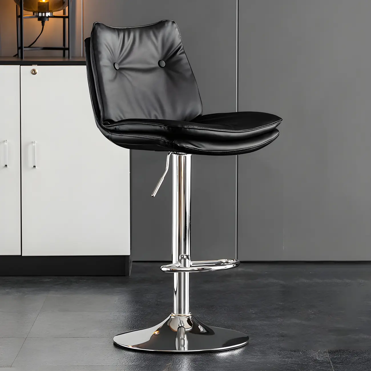 Modern Adjustable Leather Swivel Bar Stools