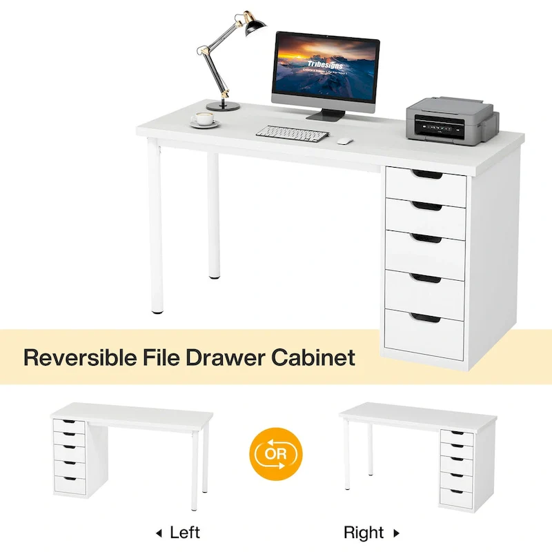 Modern Simple Computer Desk Study Writing Table with 5 Drawers