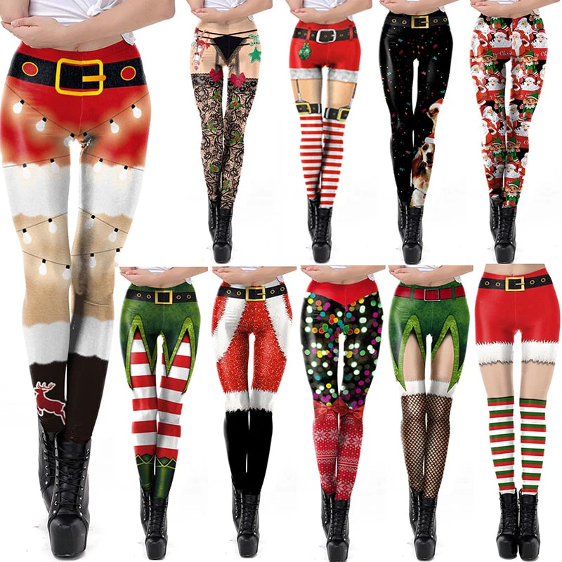 Women Leggings Fashion 3D Digital Printing Christmas Leggings Funny Sexy Printed Elastic Christmas Skinny Leggings Gothic - Deanwangkt