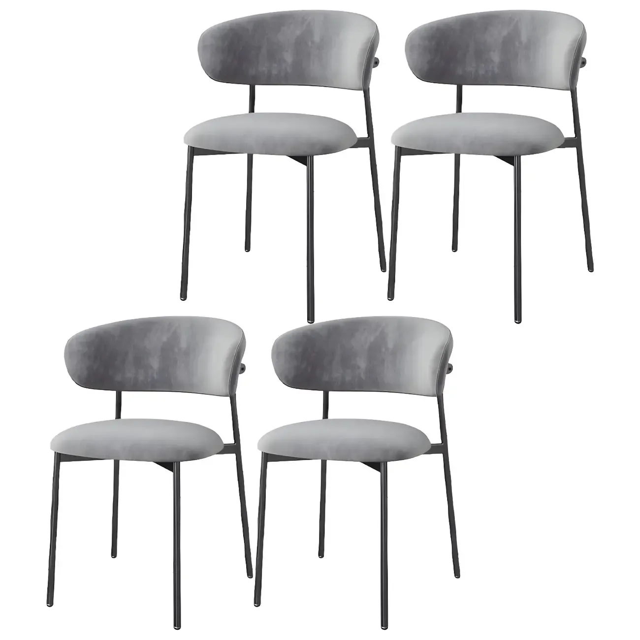 Scandinavian Velvet Upholstered Dining Room Chairs Set of 4