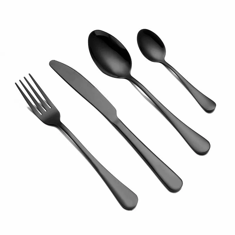 HULIANFU Spklifey Black Dinnerware Set Cutlery Stainless Steel Black Cutlery Set Rainbow Dinner Tableware Wedding Silverware Set - Deanwangkt