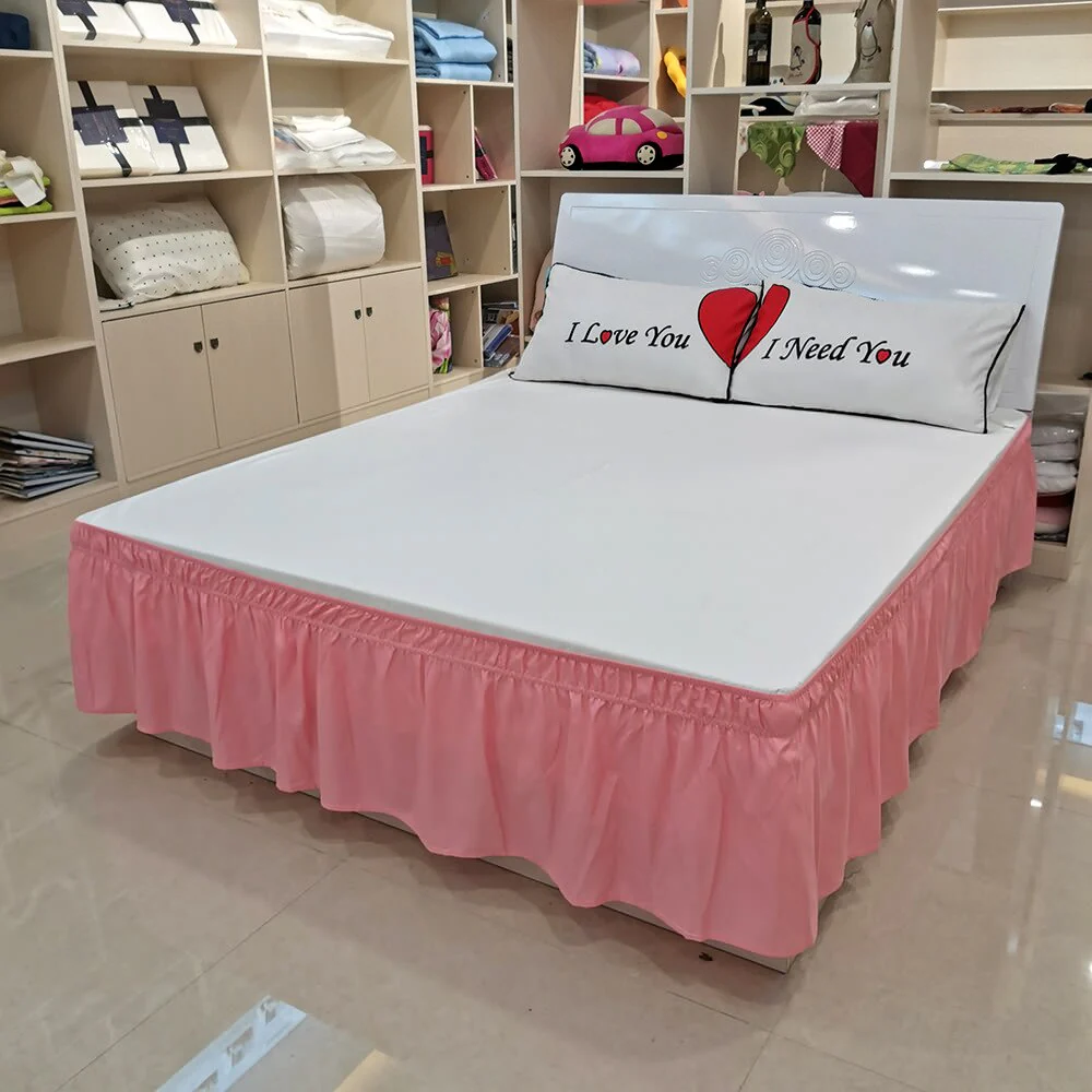 HULIANFU Pleated Bed Skirt Single and Double Dustproof  Cover Surrounding ding Plain Elastic Band  Apron - Deanwangkt