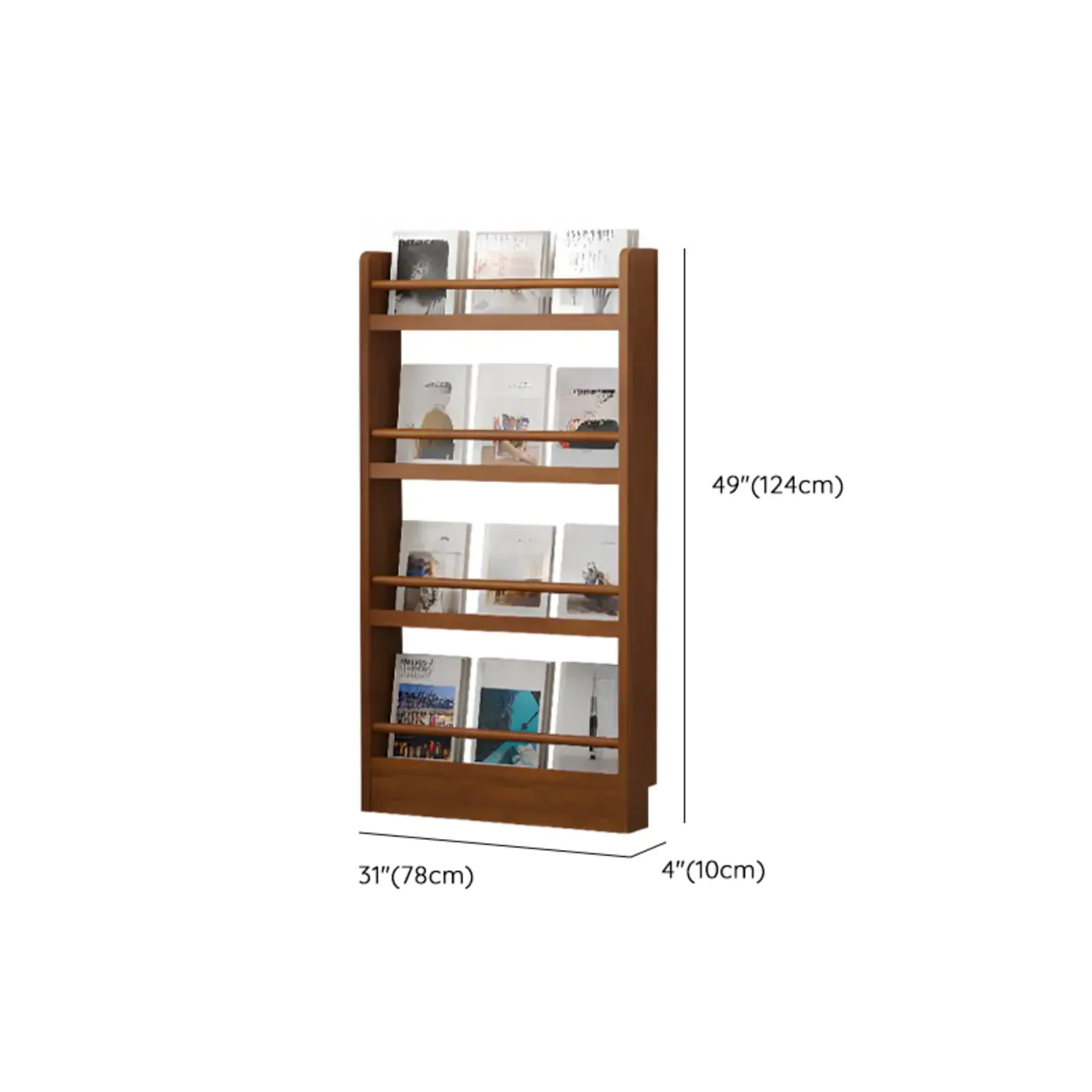 Rustic Brown Oak Bookcase Open Rectangular BookShelves