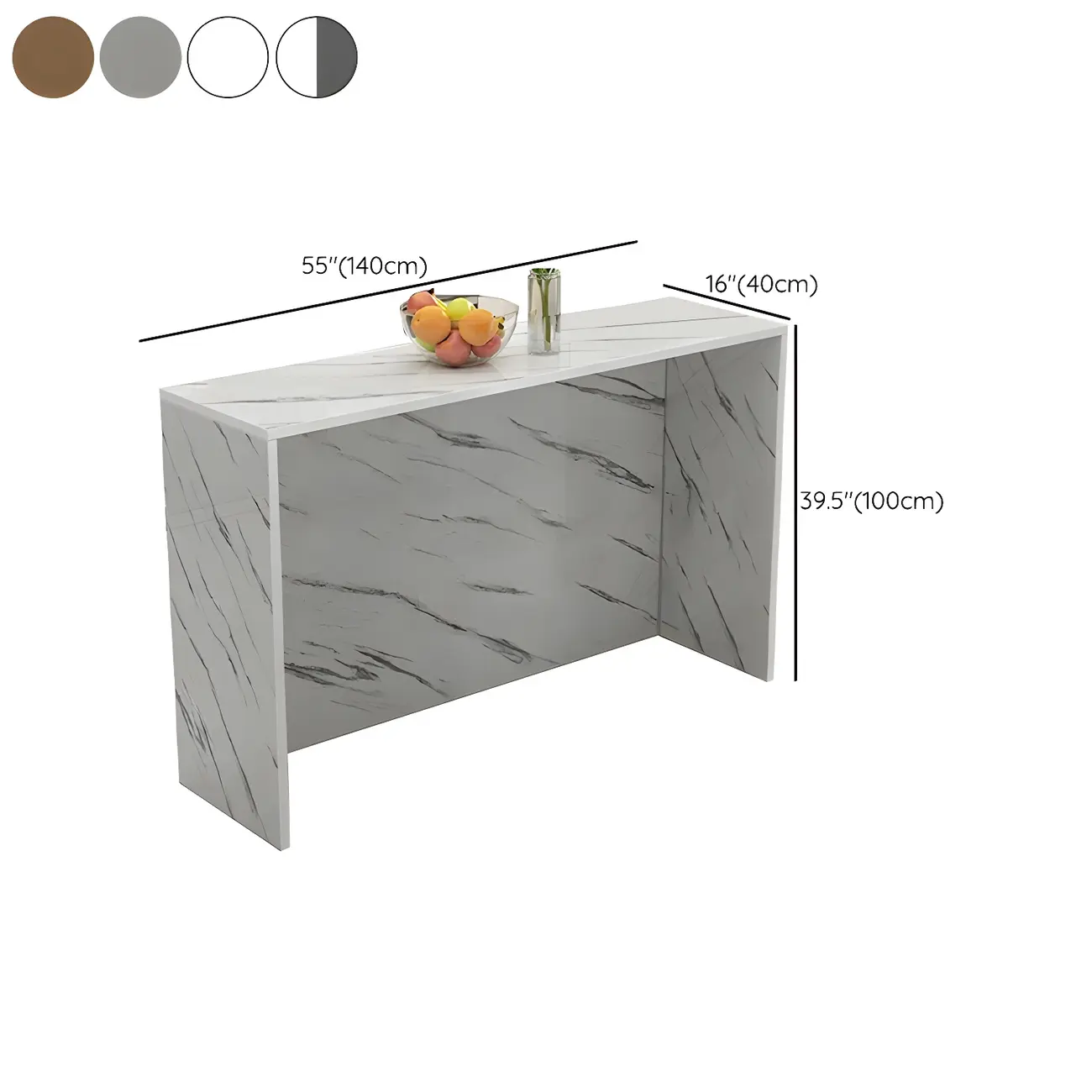 Living Room White Rectangular Wood Long Bar Table