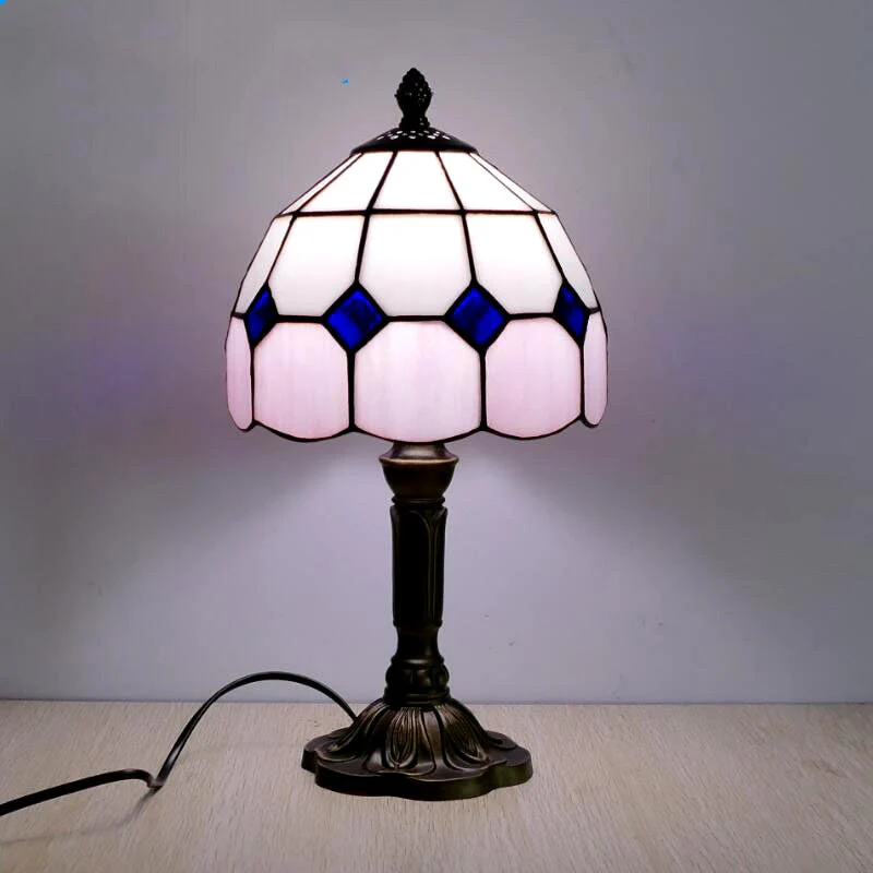 HULIANFU 2026  Mediterranean Style Restaurant Bar Cafe LED Vintage Desk Lamp Bedside Colorful Glass Table Lamps Nightstand Light Bedroom Lamp - Deanwangkt