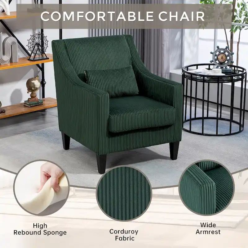 Emerald Modern 26.8 Arm Chair with Rubber Wood Legs