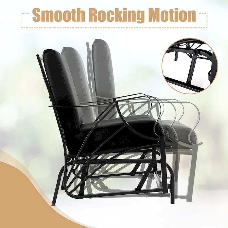 Costway Patio Rocking Chair with Cushion Heavy-Duty Metal Frame Smooth - See Details