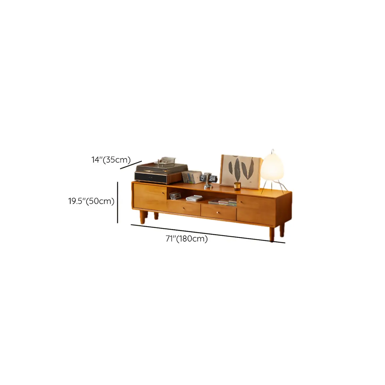 Scandinavian Brown Wooden TV Stand with Drawers