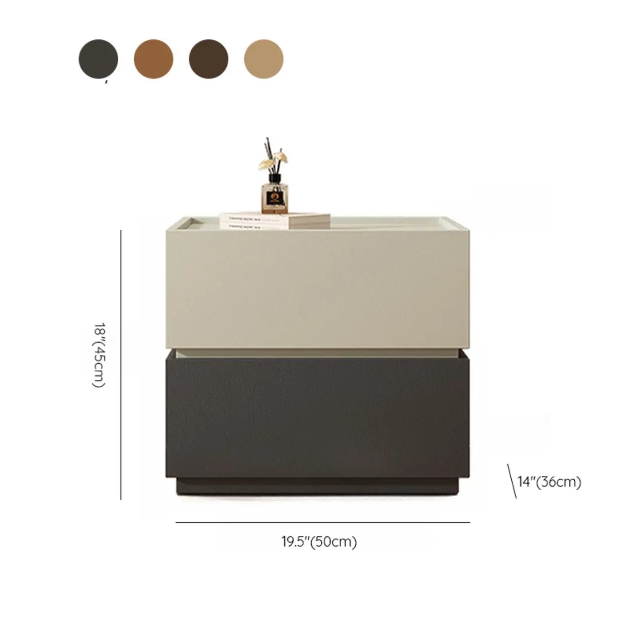 Modern Wood Two-Tone Drawers Nightstand