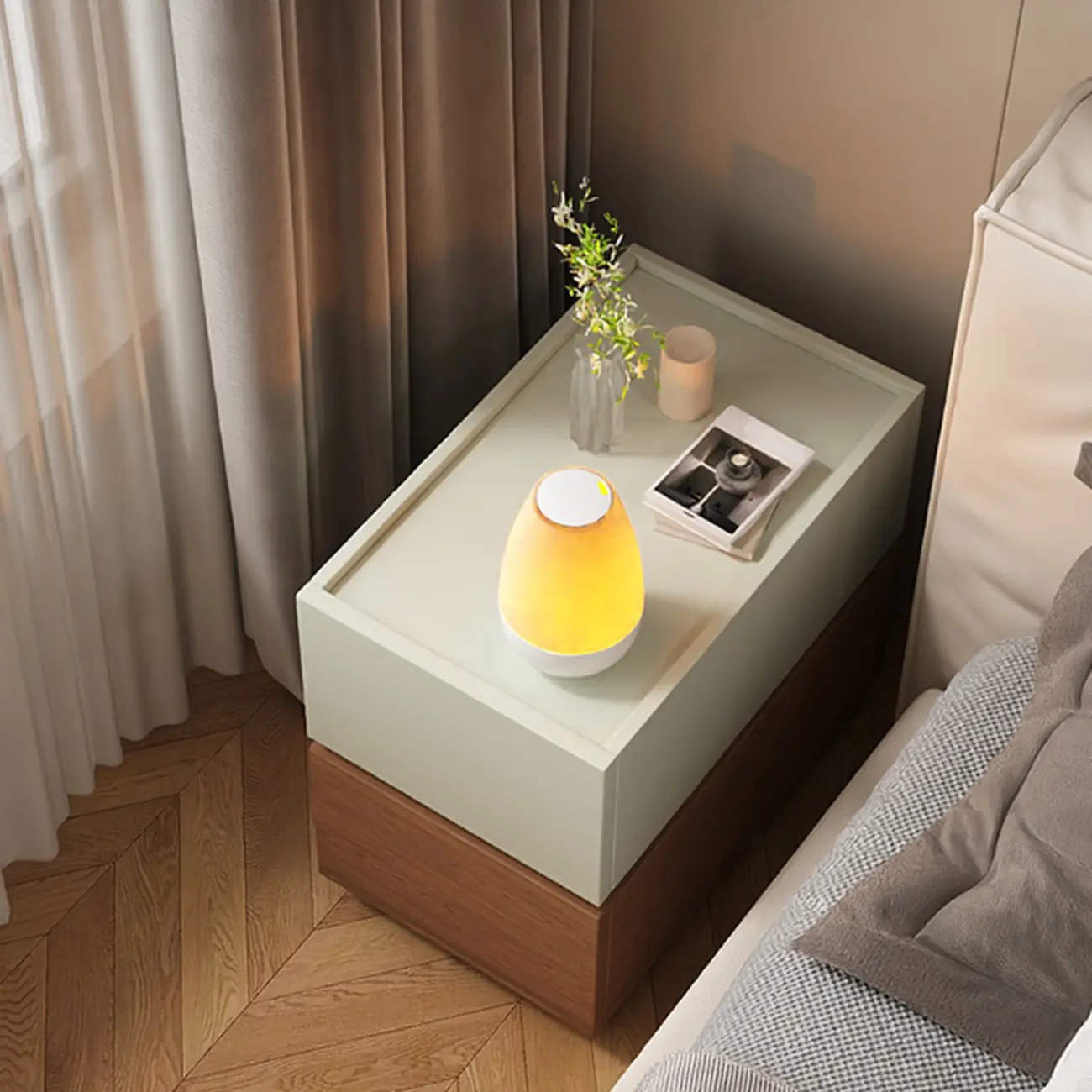 Modern Wood Two-Tone Drawers Nightstand