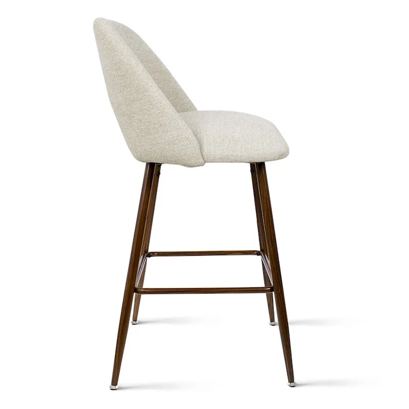 Upholstered Modern Bar Stool Walnut Leg (Set of 2)