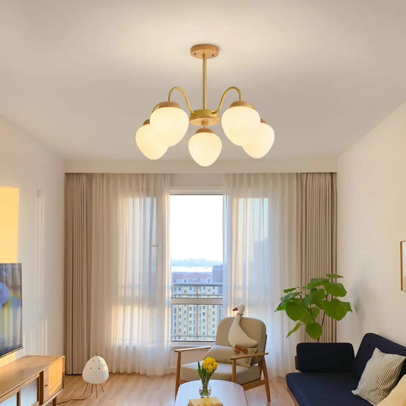 3/5/8-Light Modern Globe Ceiling Chandelier with Glass Shades