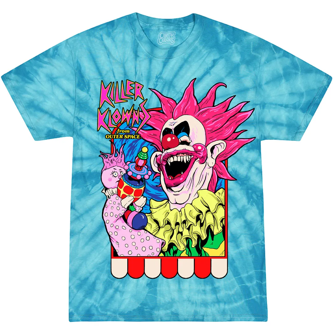KILLER KLOWNS: SPIKEY'S PUPPET SHOW - T-SHIRT (TASTY TURQUOISE TIE DYE)