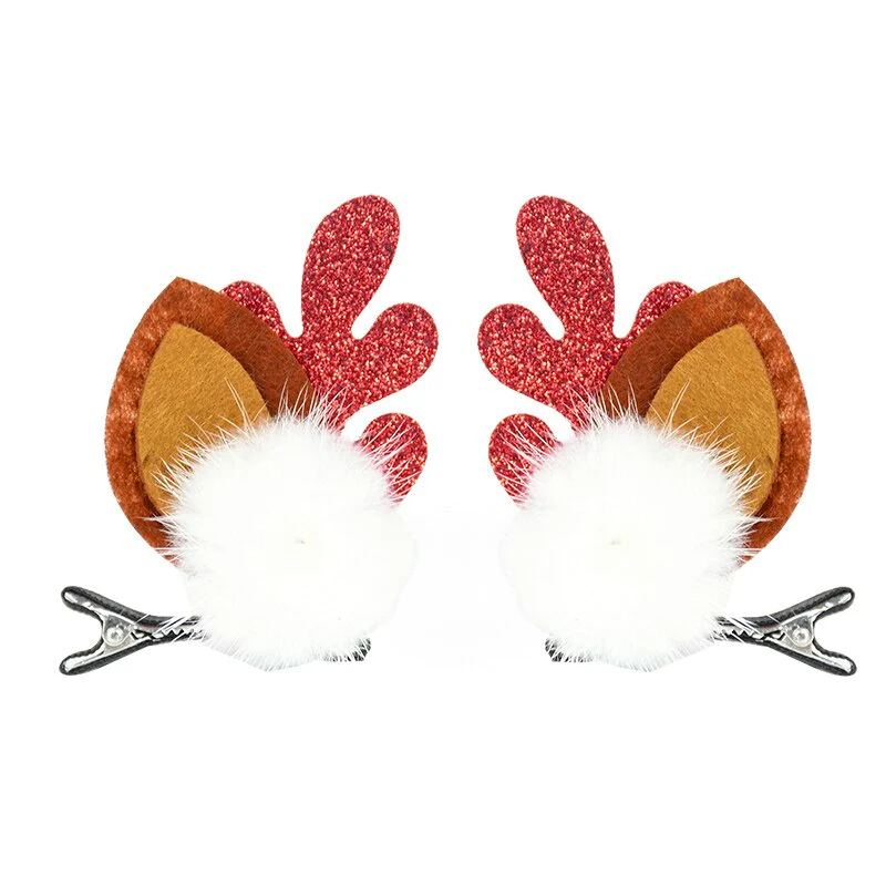 HULIANFU 2026  2pcs/set Elk Christmas Hair Clips Adult Kids Girl New Year Gift Christmas Hair Accessories Ear Hairpins Xmas Navidad Natal Decor - Deanwangkt