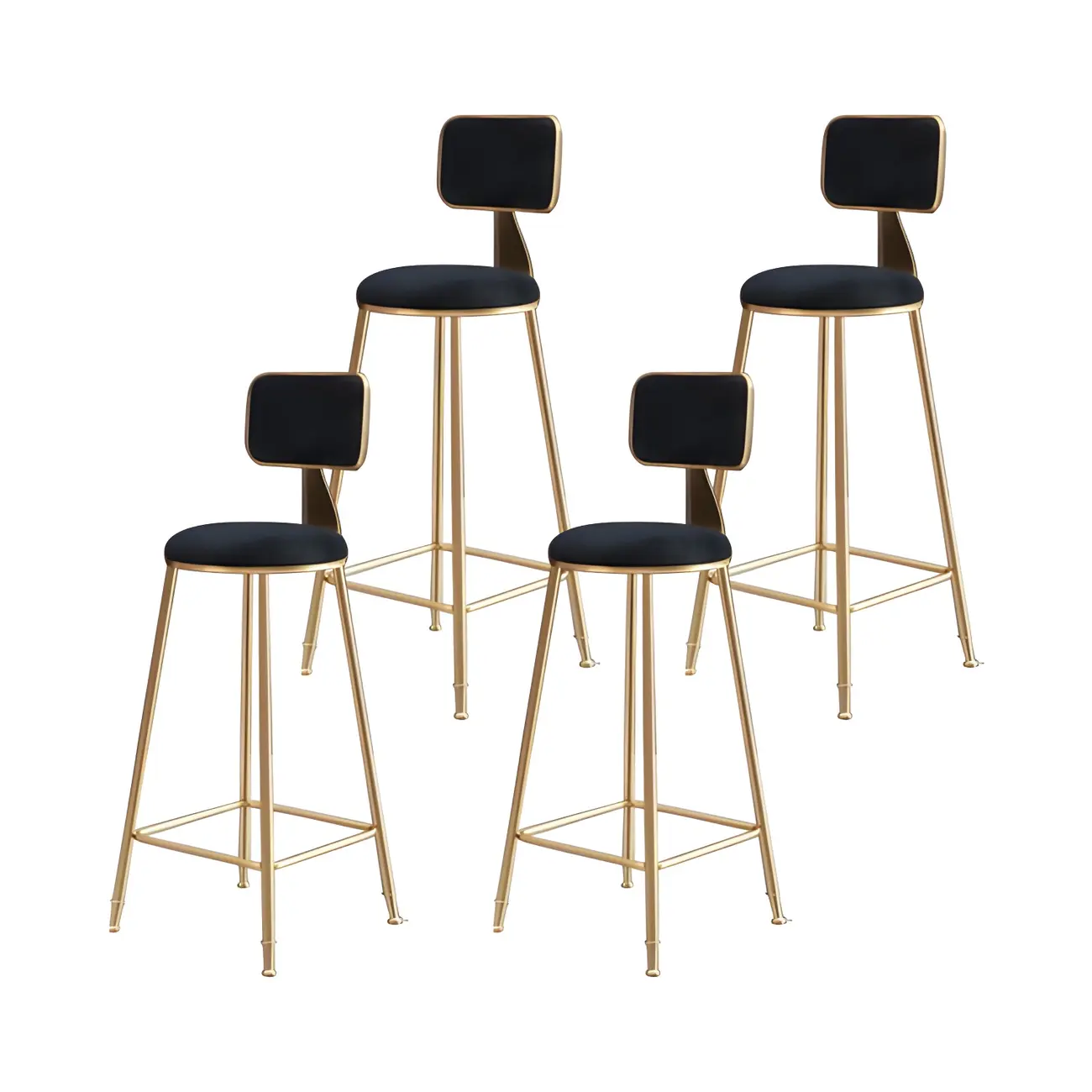 Round Velvet Upholstered Counter Bar Stools
