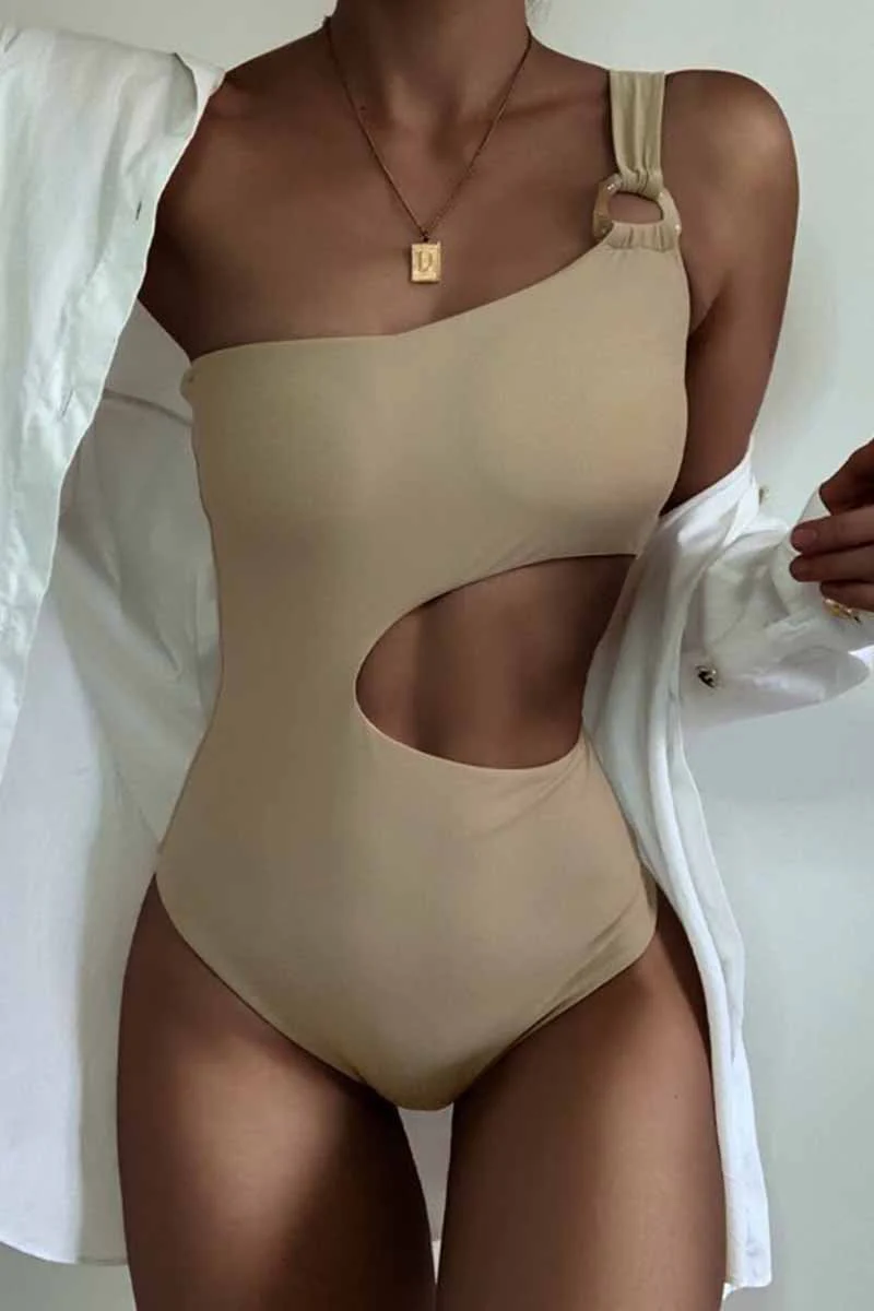 hulianfu One-Shoulder Sexy Leaky Waist One-Piece Swimsuit - Deanwangkt