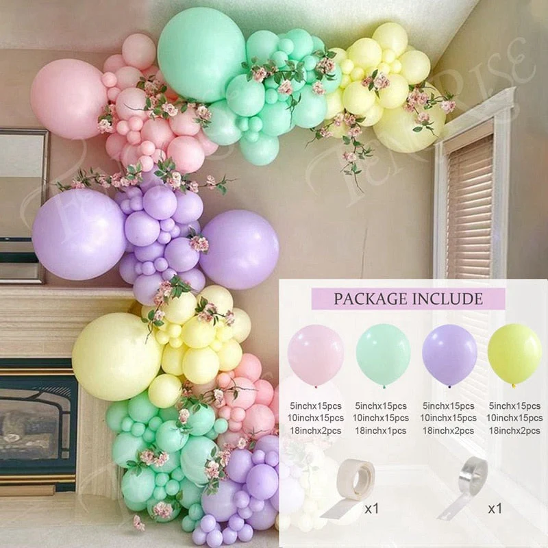 HULIANFU QIFU Macaron Balloons Garland Latex Ballons Arch Happy Birthday Party Decor Kids Adult Wedding Baloon Chain Baby Shower Balon - Deanwangkt