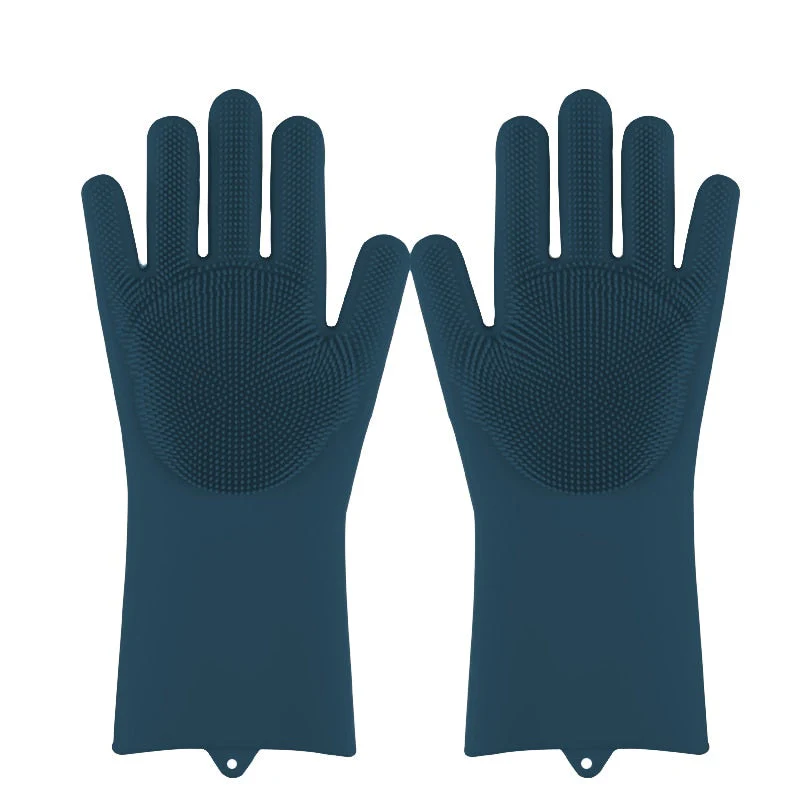 HULIANFU Silicone Dishwashing Cleaning Glove Magic Scrubber Sponge Rubber Glove for Washing Dish Kitchen Car Bathroom Pet Brush Cleaner - Deanwangkt