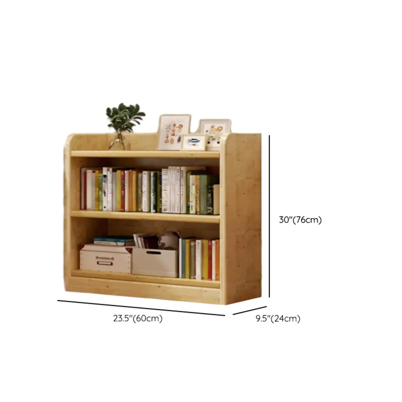 Rustic Vertical 5-Tier Closed Back Wooden Bookshelf