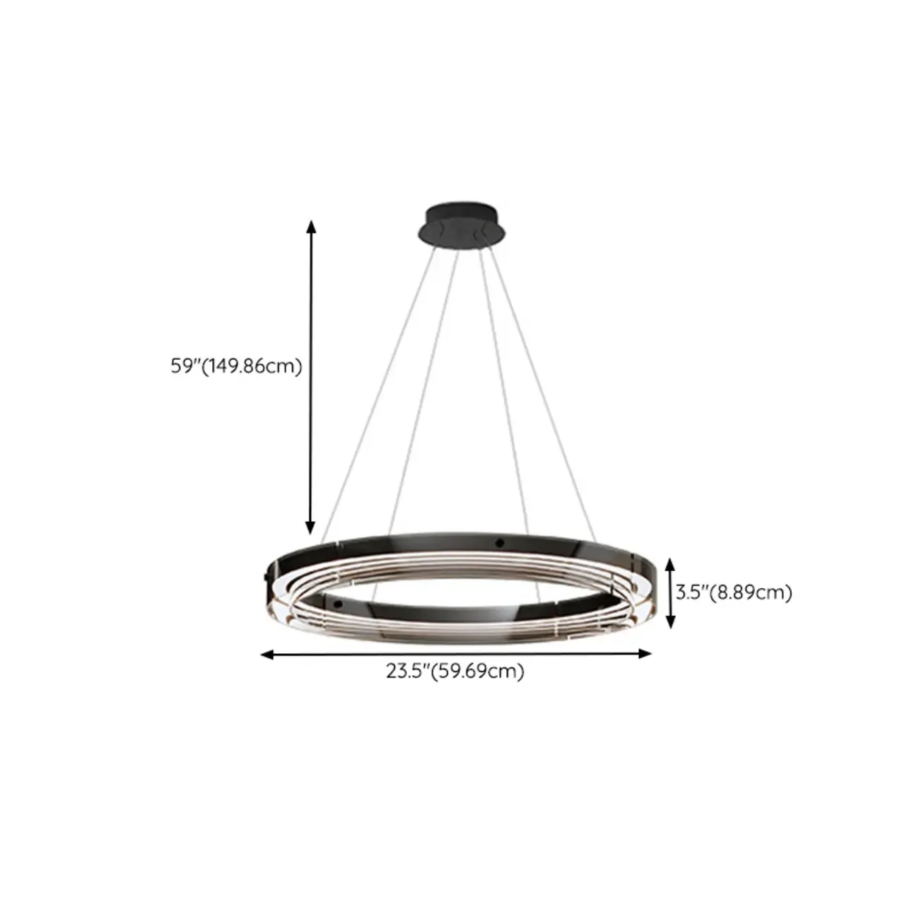 Modern LED Round Metal Chandelier with Flexible Height