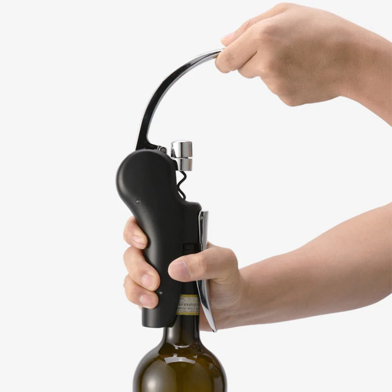HULIANFU Premium Zinc Alloy Wine Bottle Opener Handle Pressure Red Wine Opener Lever Corkscrew for Wine Kitchen Bar Tools - Deanwangkt