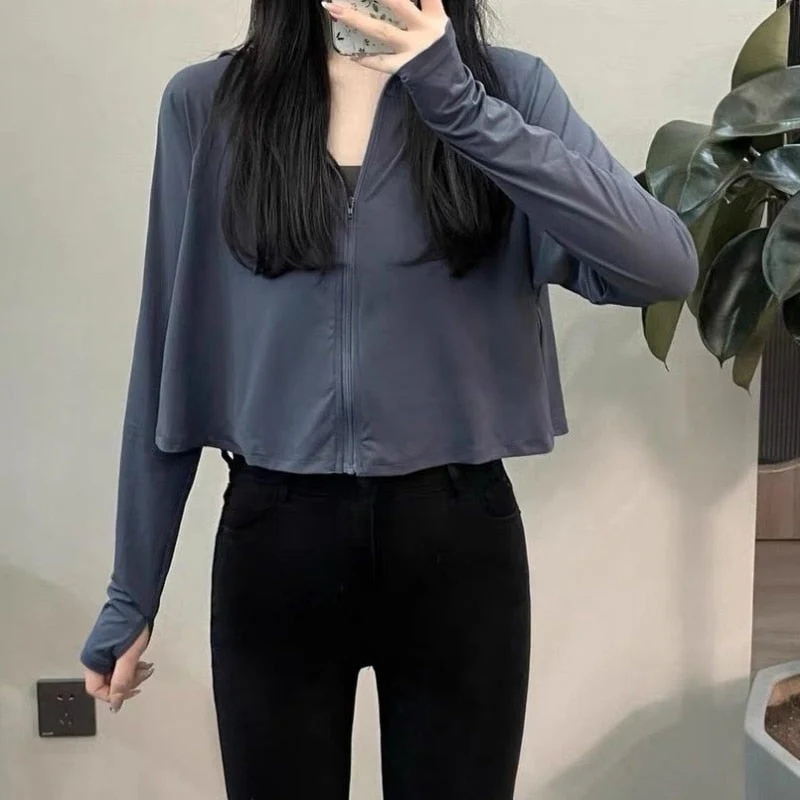 Hulianfu Sun-proof Jackets Women Hooded Casual Summer Fashion Thin Chic Loose Sporty Korean Style 6 Colors All-match Breathable Simple - Deanwangkt