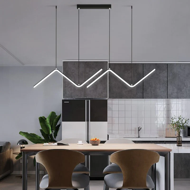 HULIANFU Nordic Pendant Light Art Line Led Haning Lamp Geometric Chandelier Indoor Lights For Restaurant Bar Front Desk Office Decoration - Deanwangkt