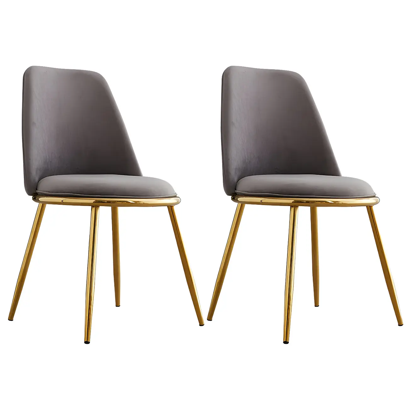 Glam Scandinavian Leather Armless Dining Chairs Metal Frame