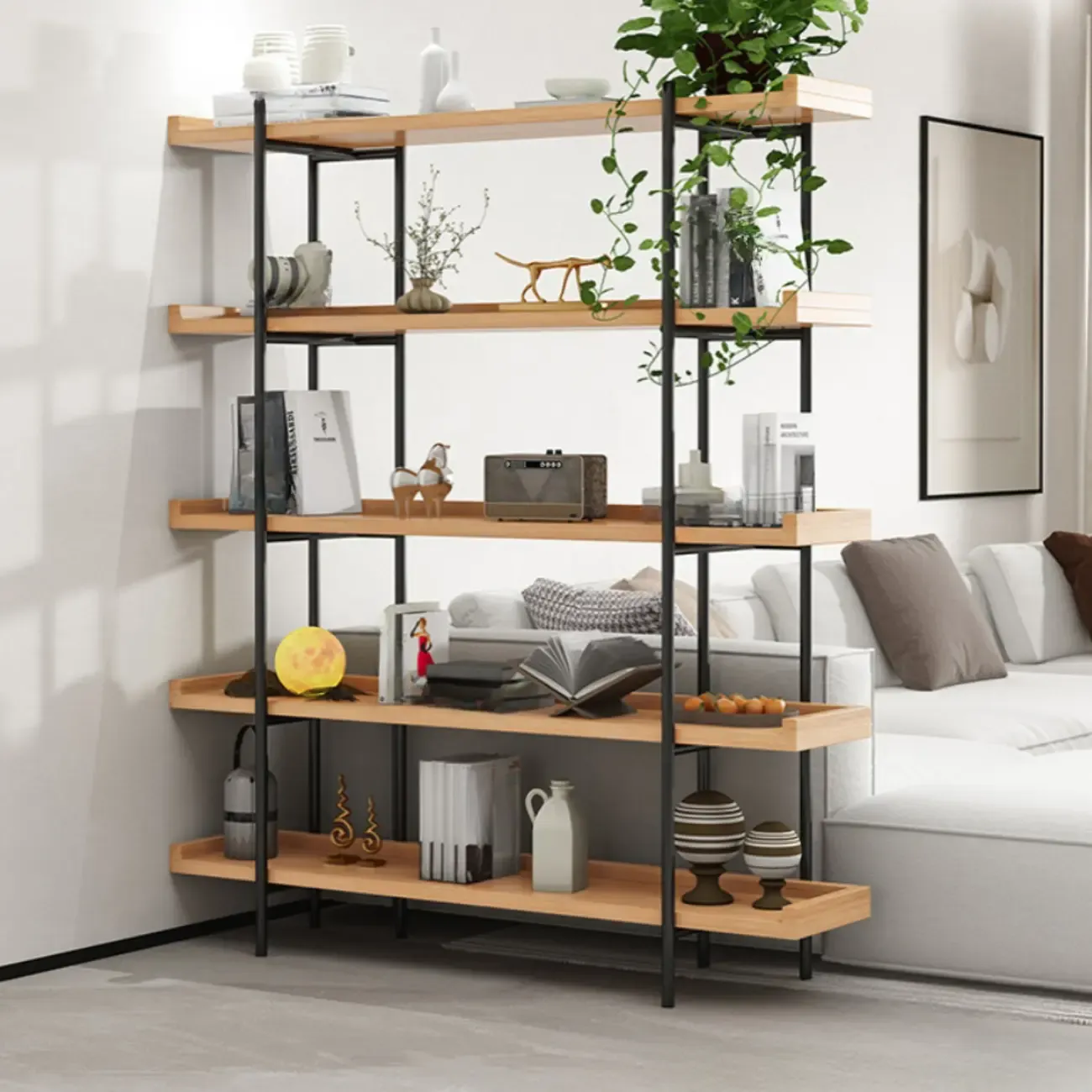 Etagere 5-Tier Modern Wood Open Bookcase