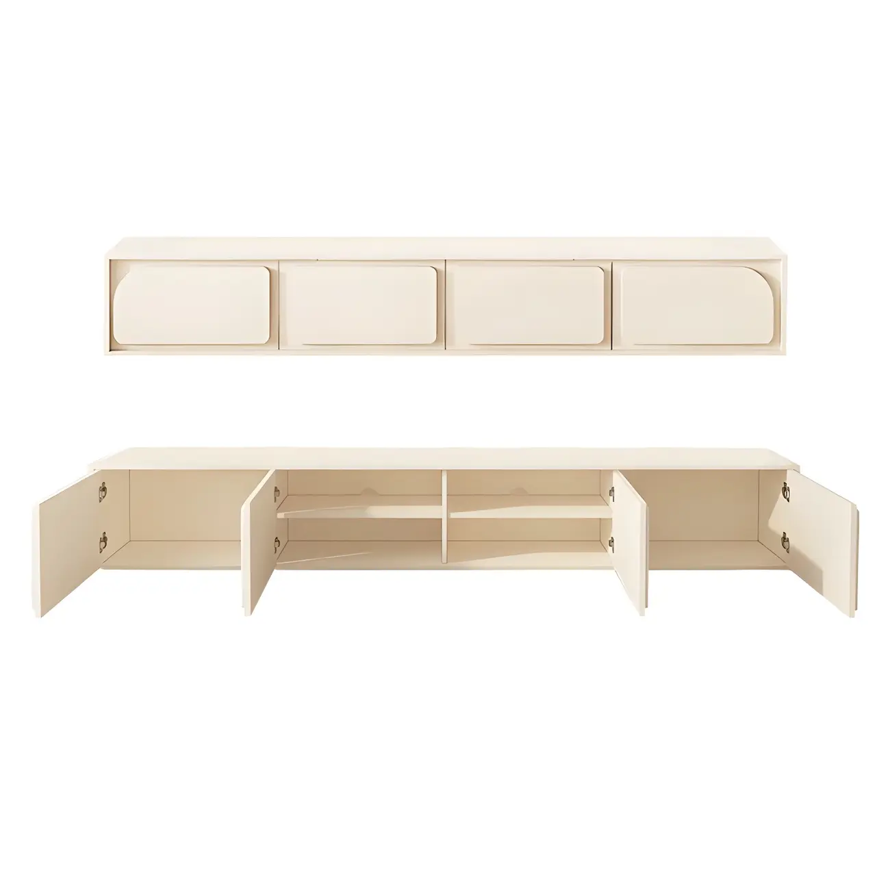 79 White Modern Wood Cable Management TV Stand with Legs