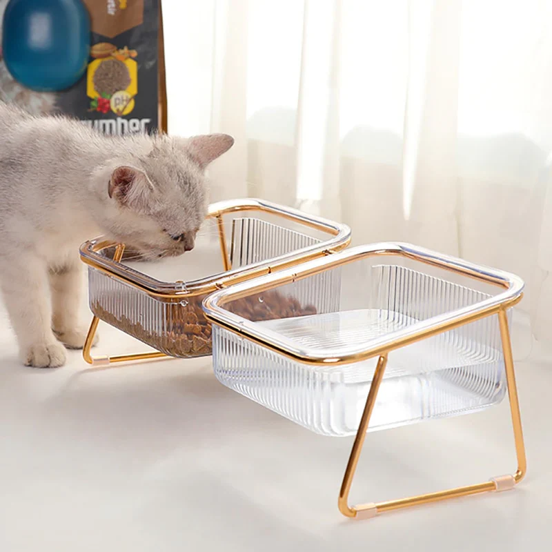 HULIANFU Non-Slip Pet Bowls For Cats Food Cat Water Bowl Double Cat Bowl Dog Bowl Pet Feeding Cat Dogs Feeder Protection Cervical - Deanwangkt