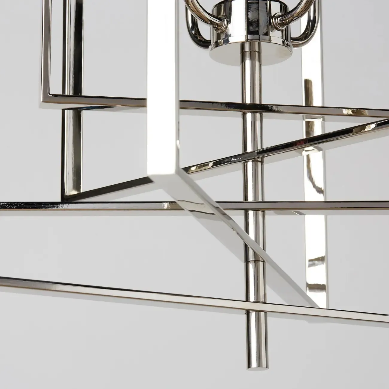 Modern Silver Rectangular Metal Cage Chandelier