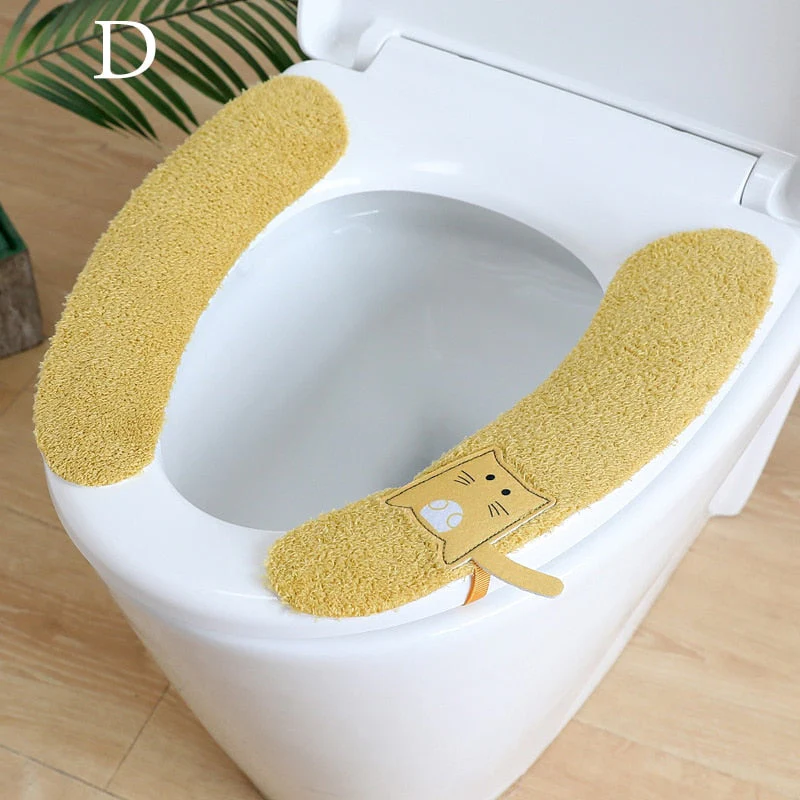 HULIANFU Universal Toilet Seat Stickers With Handles Cartoon Toilet Cushion Pad Washable Household Bathroom Lid Cover Pad Cushion Mat - Deanwangkt